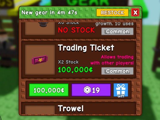 Grow a Garden Trading Ticket